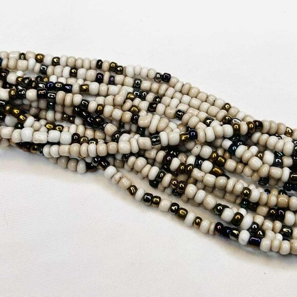 Vintage Wide Beaded Bracelet with Wooden Clasp Ethnic Boho 20 cm - Picture 2 of 8